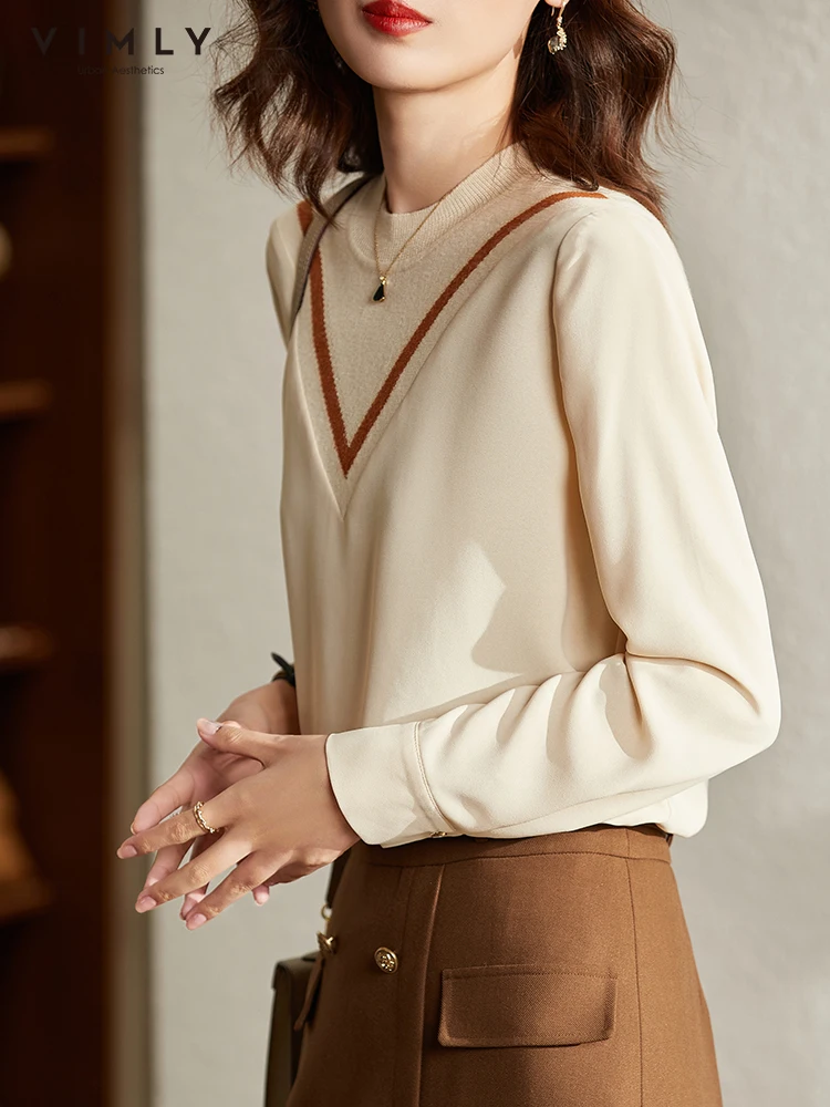 Элегантная шифоновая блузка VIMLY рубашки для женщин 2022 корейский свитер с