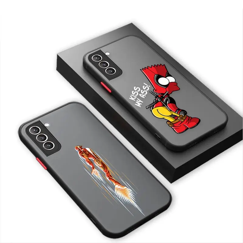 

Marvel Comics Case Fundas For Samsung S22 Ultra Galaxy S21 S20 FE S10 S9 Plus Cartoon Cases Matte Cover Ironman Deadpool Cosplay