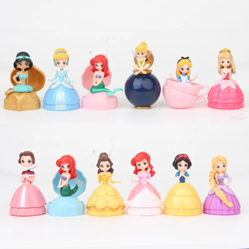 

12 Disney Miniature Snow White Ariel Rapunzel Cinderella Dismantling Twisted Egg Ball Toy Doll Machine Doll Hand Model Ornament