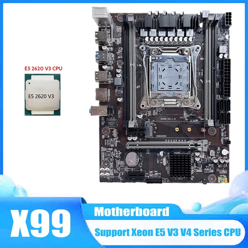 

X99 Motherboard LGA2011-3 Computer Motherboard Support Xeon E5 V3 V4 Series CPU Support DDR4 RAM With E5 2620 V3 CPU