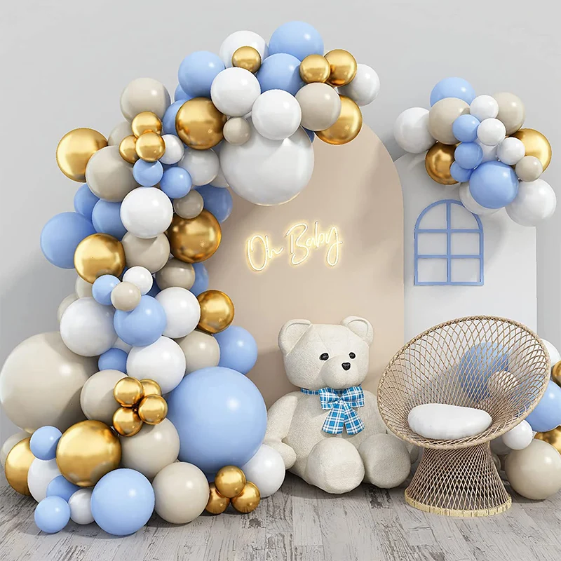 

126pc Macaron White Grey Gold Latex Balloons Garland Arch Oh Baby Shower Baptism Happy Birthday Girl Boy Decoration Party Globos