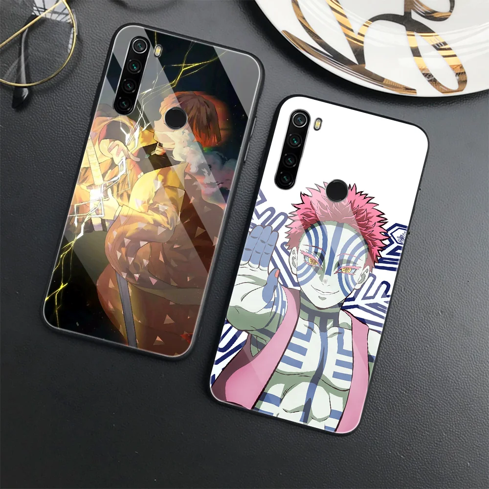 

Demon Slayer Carcasa for Redmi Note 10Pro 9 Pro Max 10 4G 9T 10S Poco F3 11 11S 5G F2Pro Luxury Tempered Glass Anime Phone Case