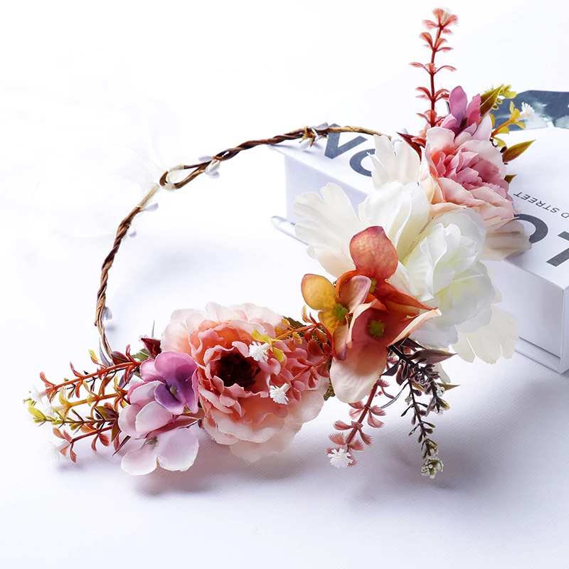 

Bride Flower Decoration Headband Sweet Birthday Party Ball wreath Headwear