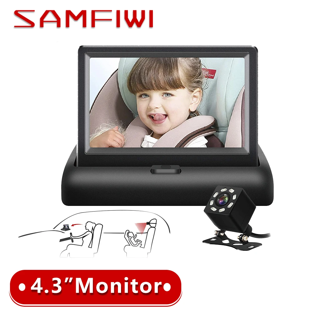 Зеркало-монитор для детского автомобиля 4 3 дюйма HD функция ночного видения