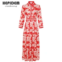 hepidem clothing summer fashion tight chiffon long dresses womens long sleeve elegant floral print party holidays dress 69920
