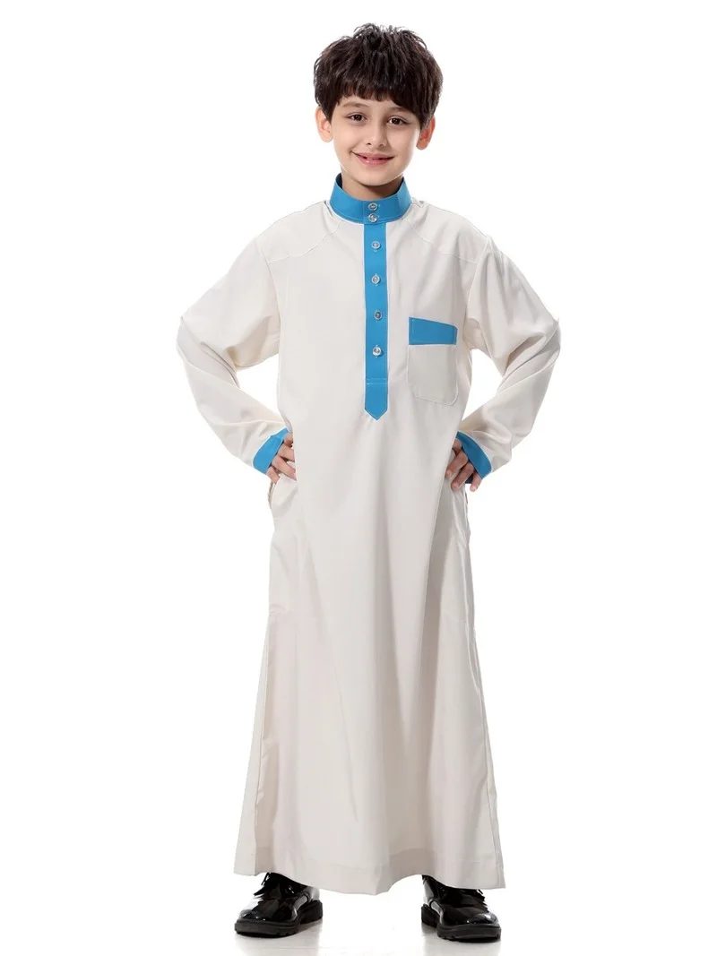 Ramadan Muslim Kids Abaya Jubba Thobe Boy Long Dress Caftan Children Islamic Robe Dubai Arab Kaftan Saudi Arabia Worship Service