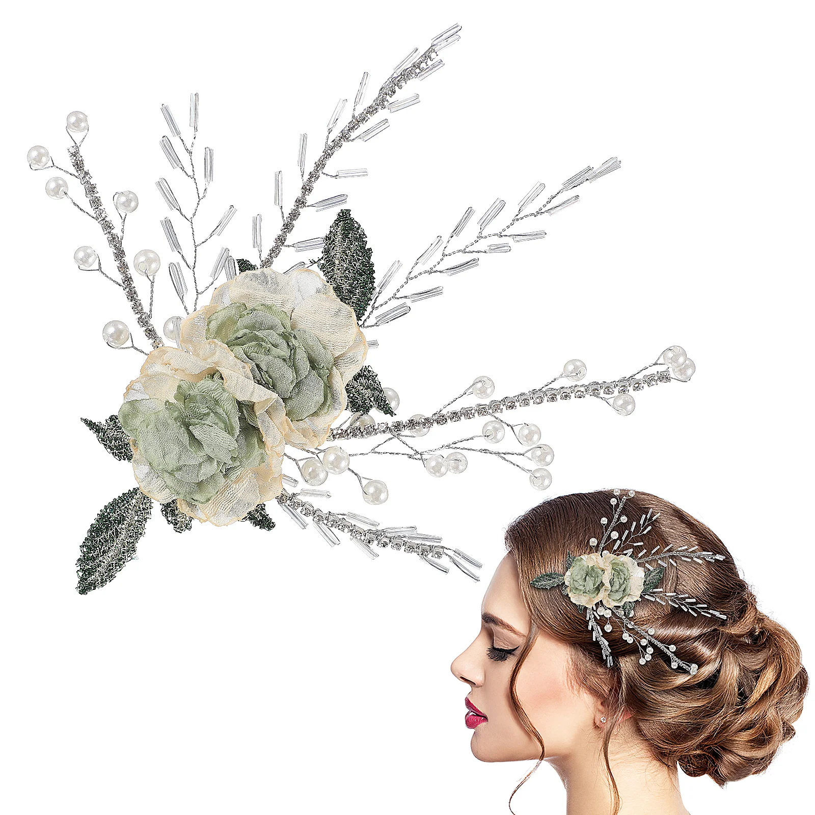 

Bride Headpiece Hair Tongs The Flowers Accessories Wedding Bridal Rhinestones Pin For Bridesmaid