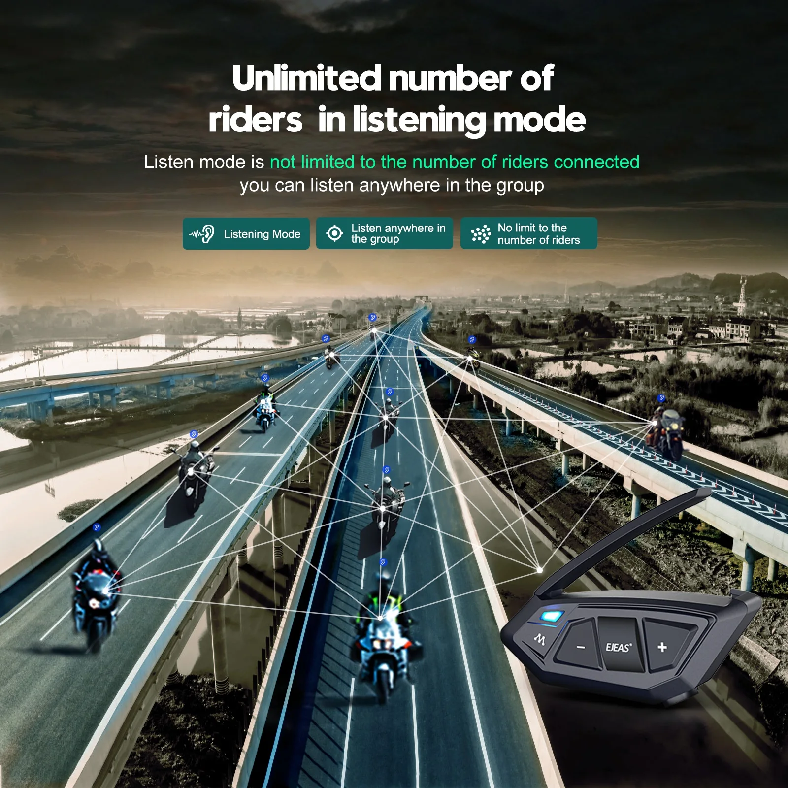 Bluetooth-гарнитура для мотоциклетного шлема до 7000 м