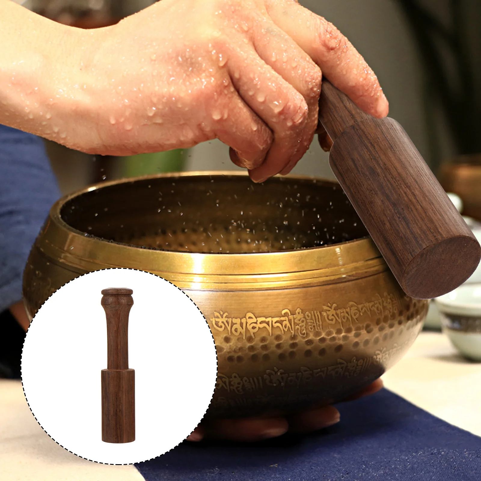 

Sound Bowl Grinder Tibetan Singing Musical Instrument Wood Grinding Stick