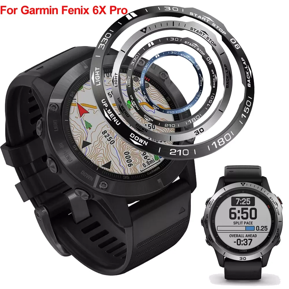 

For Garmin fenix 7/5/6X Pro/6X Sapphire Watch Bezel Ring Stainless Steel Adhesive Anti-scratch Protective Cover RingsAccessories