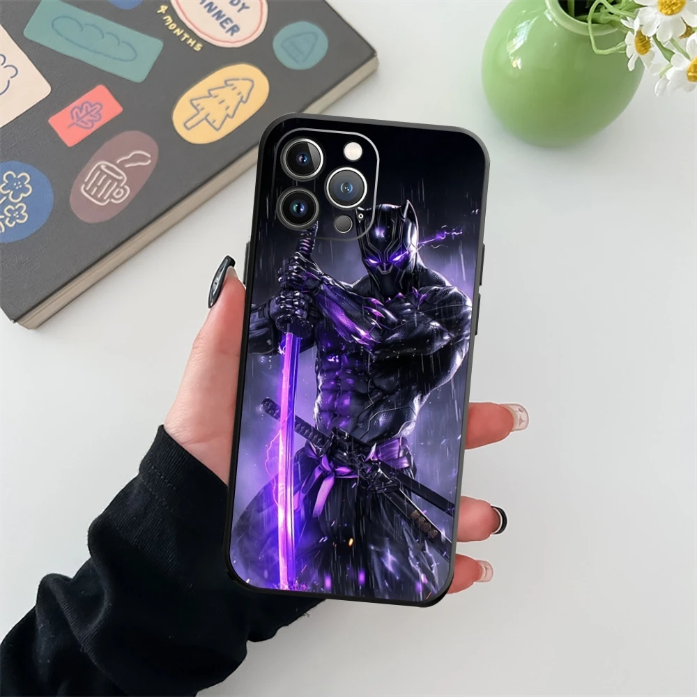 Чехол для телефона Hero Black-PantherS iPhone 15 14 13 12 11 X XR XS XSMAX 8 7 Plus Mini Pro Max мягкий черный чехол