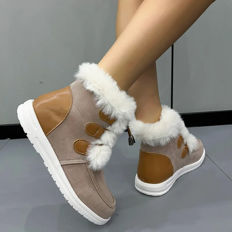 Ботильоны зимние женские ботинки замшевые теплые плюшевые повседневная