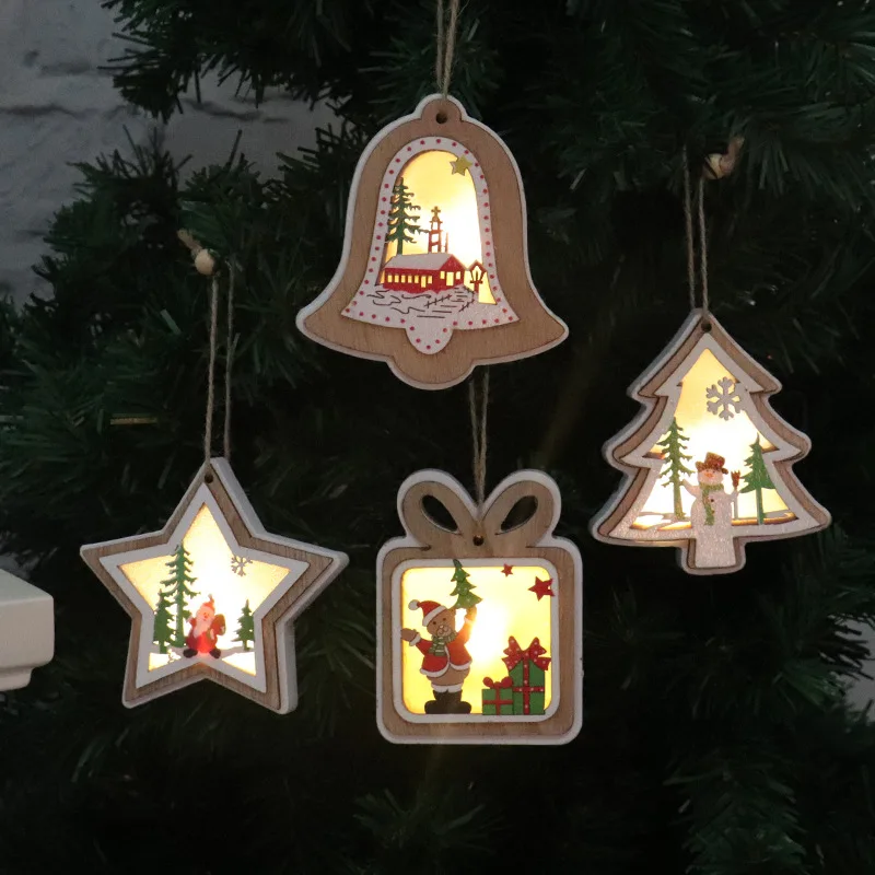 

Christmas Decorations LED Glow Christmas Tree Hangings Wooden Home Decor Christmas Gifts Christmas Ornaments adornos navideños