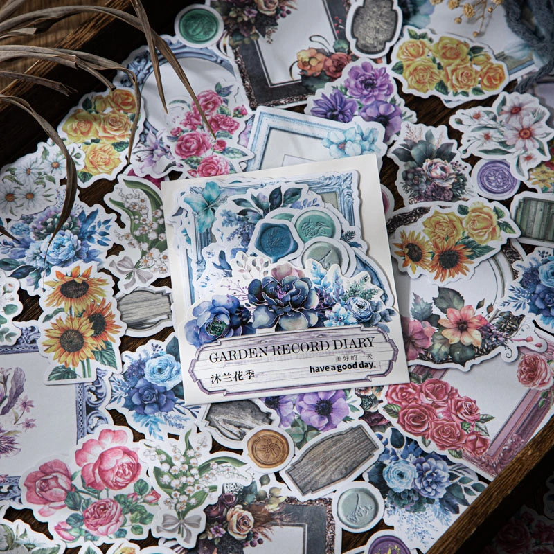50Sheets Plant Sticker Packing Garden Record Dairy Supplies School Decorative Book Material Sticker Scrapbooking 140*105mm