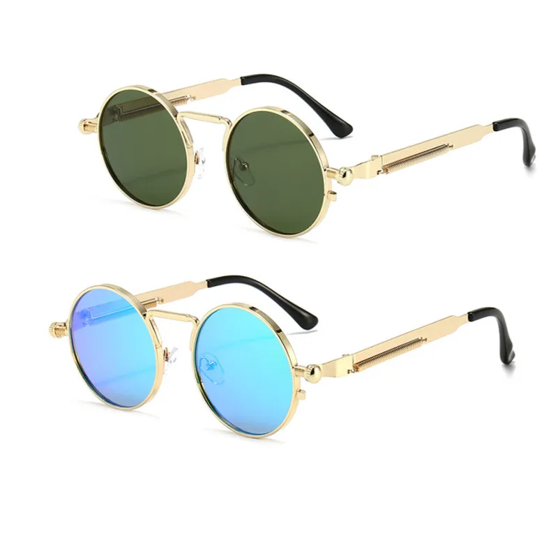 

New Men Steampunk Sunglasses Metal Frame Retro Vintage Round Sun Glasses High Quality Car Driving Sunglasses for Men Women