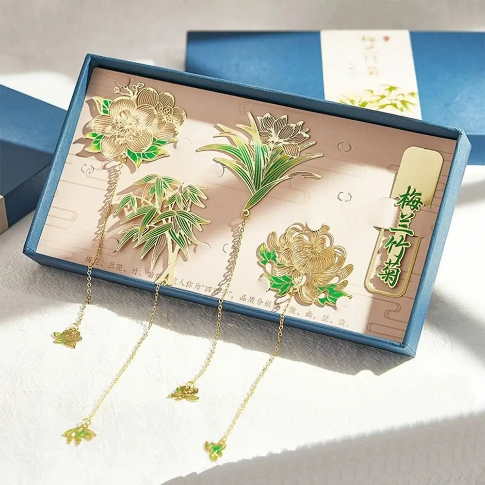 

1Pc Exquisite Metal Flower Bookmarks Hollowed Tassel Book Clip Chinese Style Chrysanthemum Orchid Book Clip Reading Stationery