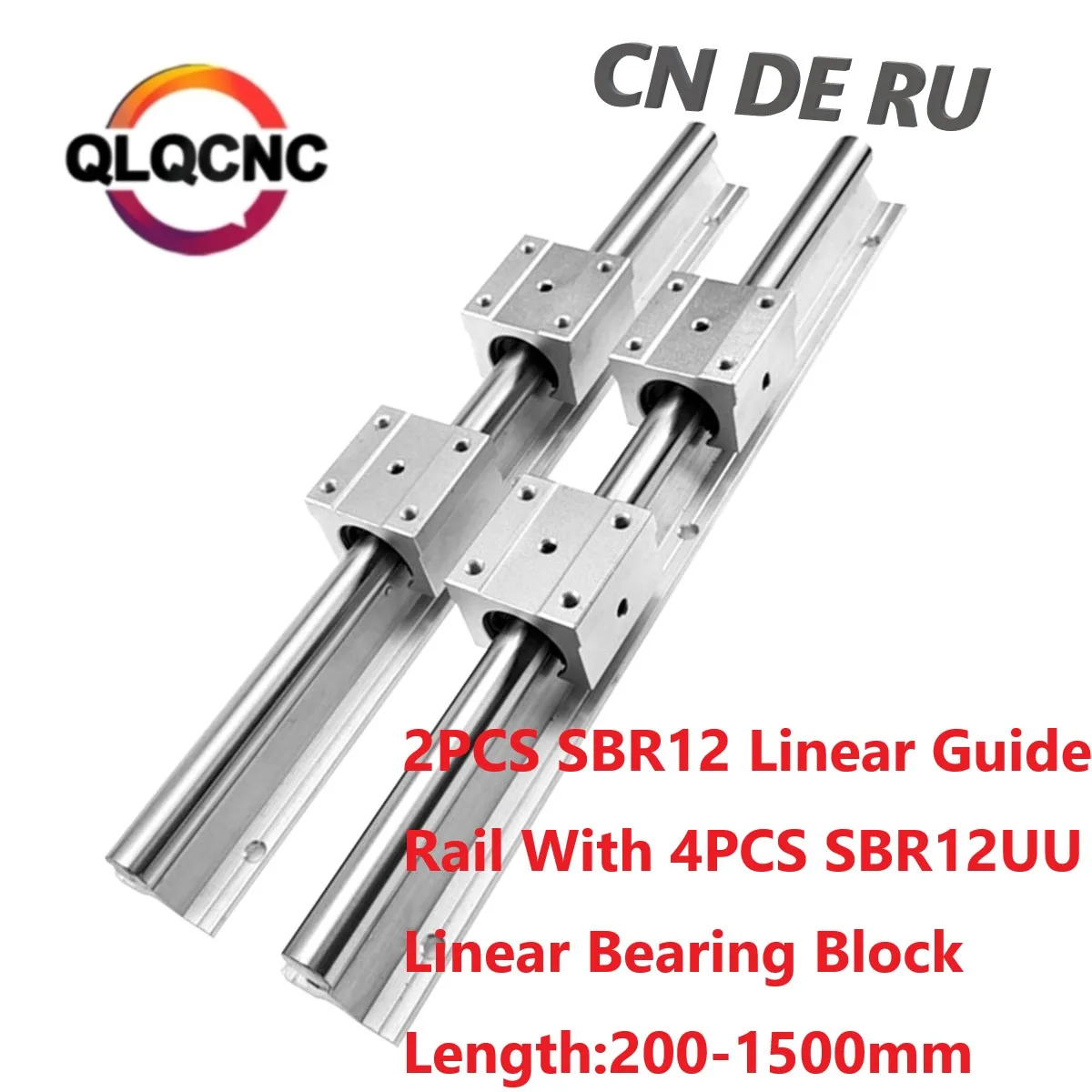 

2Pcs SBR12-300 400 600 800 1000 1200 130 1500mm Fully Supported Linear Rail Slide Shaft Rod With 4Pcs SBR12UU Sliders For CNC