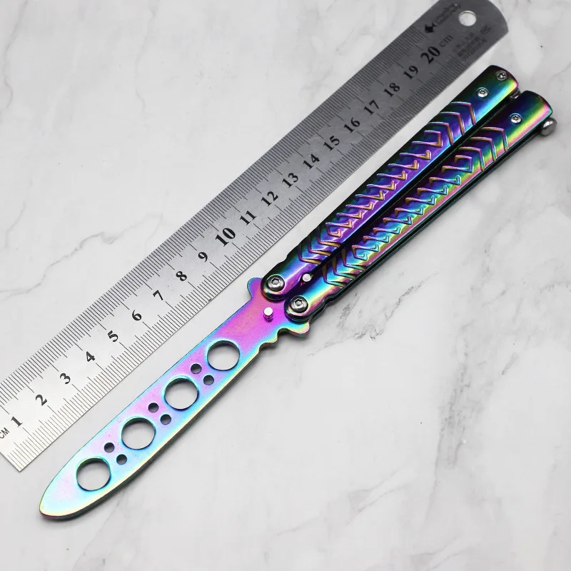 

Portable Folding Butterfly Knife CSGO Balisong Trainer Stainless Steel Pocket Practice Knife Training for Outdoor Games