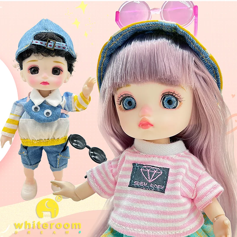 2022 16 cm BJD Mini Doll 13 Movable Joint Girl Baby 3D Big Eyes Beautiful DIY Toy Doll With Clothes Dress Up 1/12 Fashion Dolls