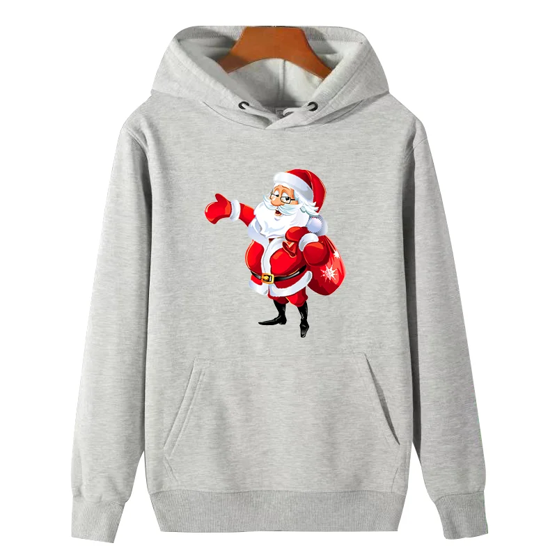 Santa Claus presents for Christmas graphic Hooded sweatshirts winter thick sweater fleece essentials hoodie Men's sportswear