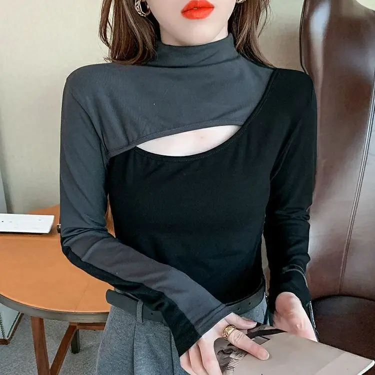 Женские футболки осенне-зимняя ажурная женская верхняя одежда с вышивкой