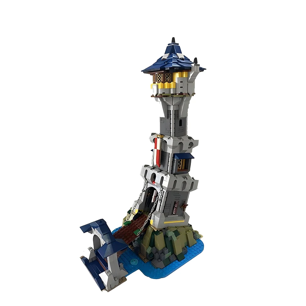 2024 Новинка кривая башня замок средневековая улица вид Строительные блоки DIY