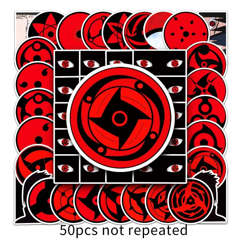 

50PCS Non-repeating Anime Naruto Uchiha Sharingan Graffiti Stickers Personalized Naruto Stickers Luggage Stickers