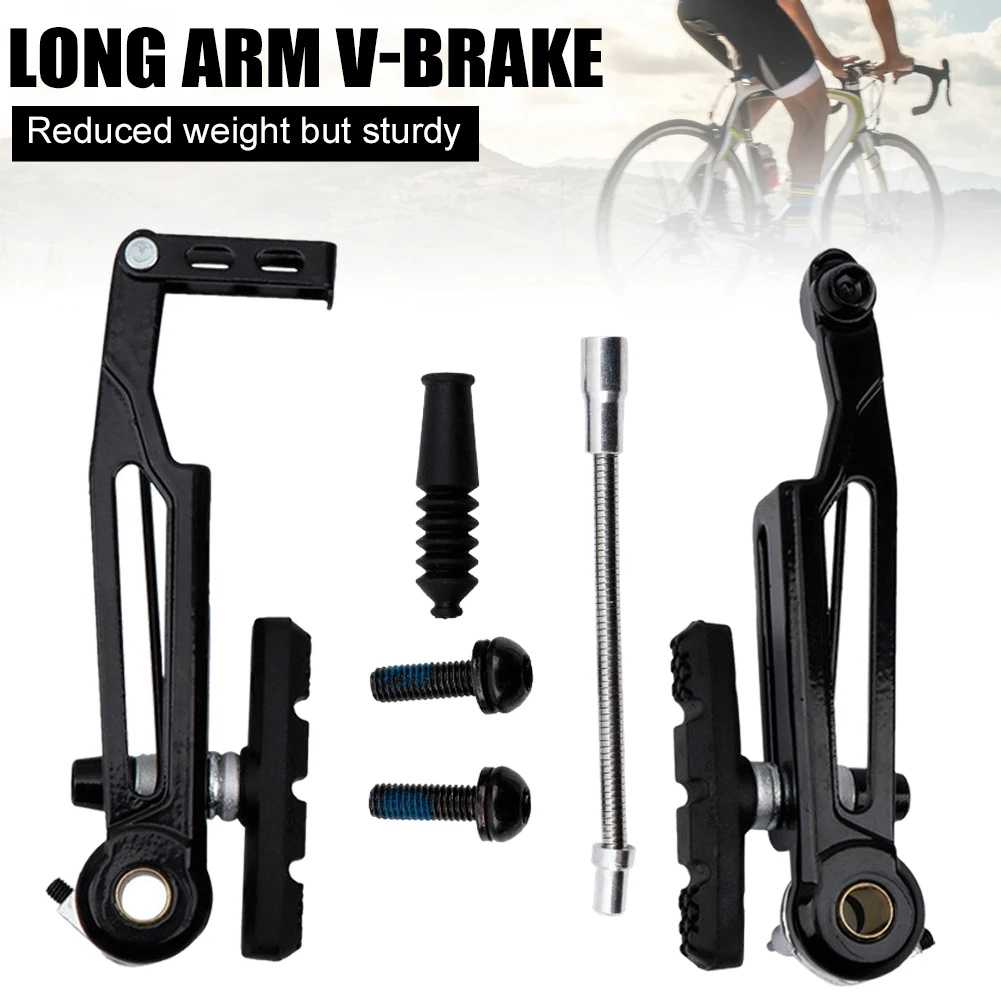 

Bicycle V Brake Set Aluminum Alloy Front/Rear Wheel V Brake Long Arm Replacement 110mm for Folding Bike Parts 1 Piece Included
