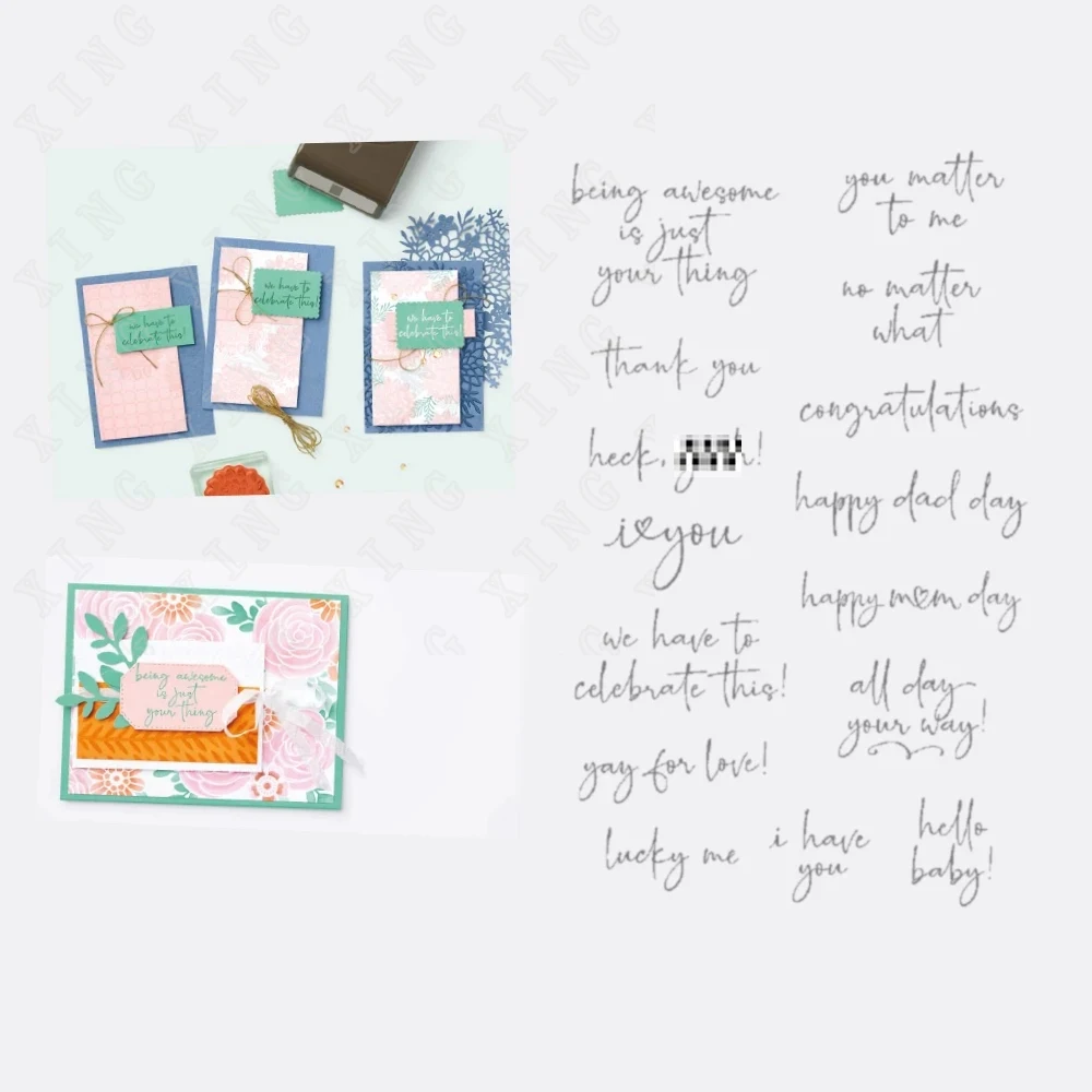 

New Arrival Happy Metal Cutting Dies and Stamps Clear Silicone Stamps for Scrapbooking DIY Photo Album Card Making Decorative