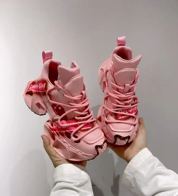 2023 High Top Women's Breathable Chunky Sneakers Fashion Platform Leather White Shoes Ladies Casual Short Boots Zapatos De Mujer