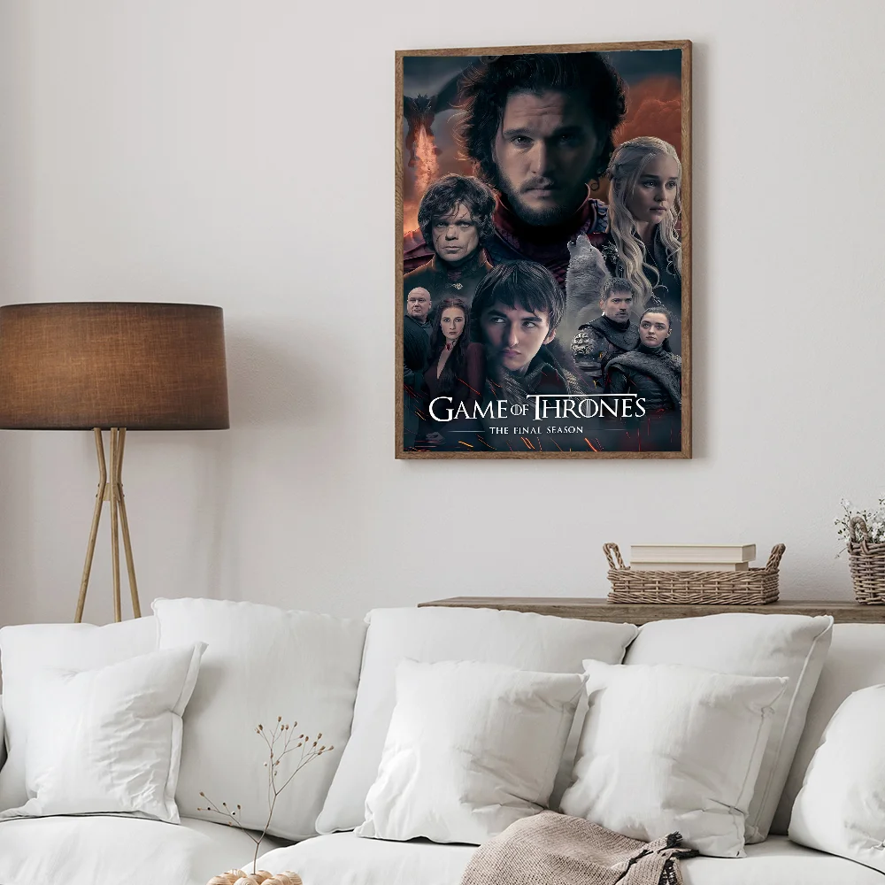 TV-G-Game Of Thrones Anime Posters Sticky Waterproof Paper Sticker Coffee House Bar Kawaii Room Decor