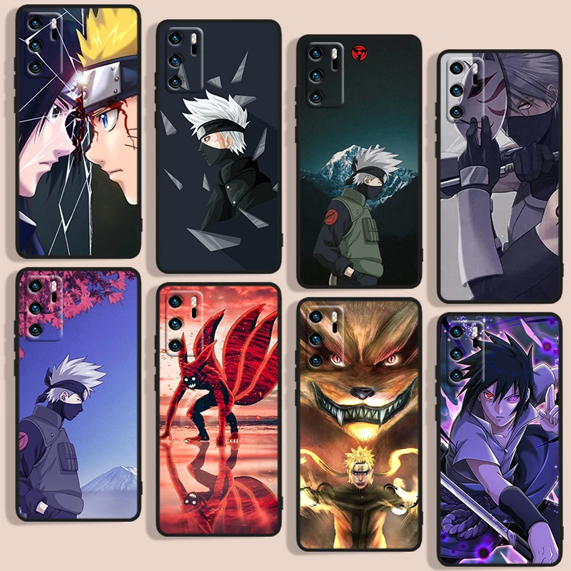

Naruto Anime Akatsuki Uchiha Luxury Phone Case For Huawei P10 P20 P30 P40 P50 Lite Pro Plus Lite E 5G Black luxury Silicone Back