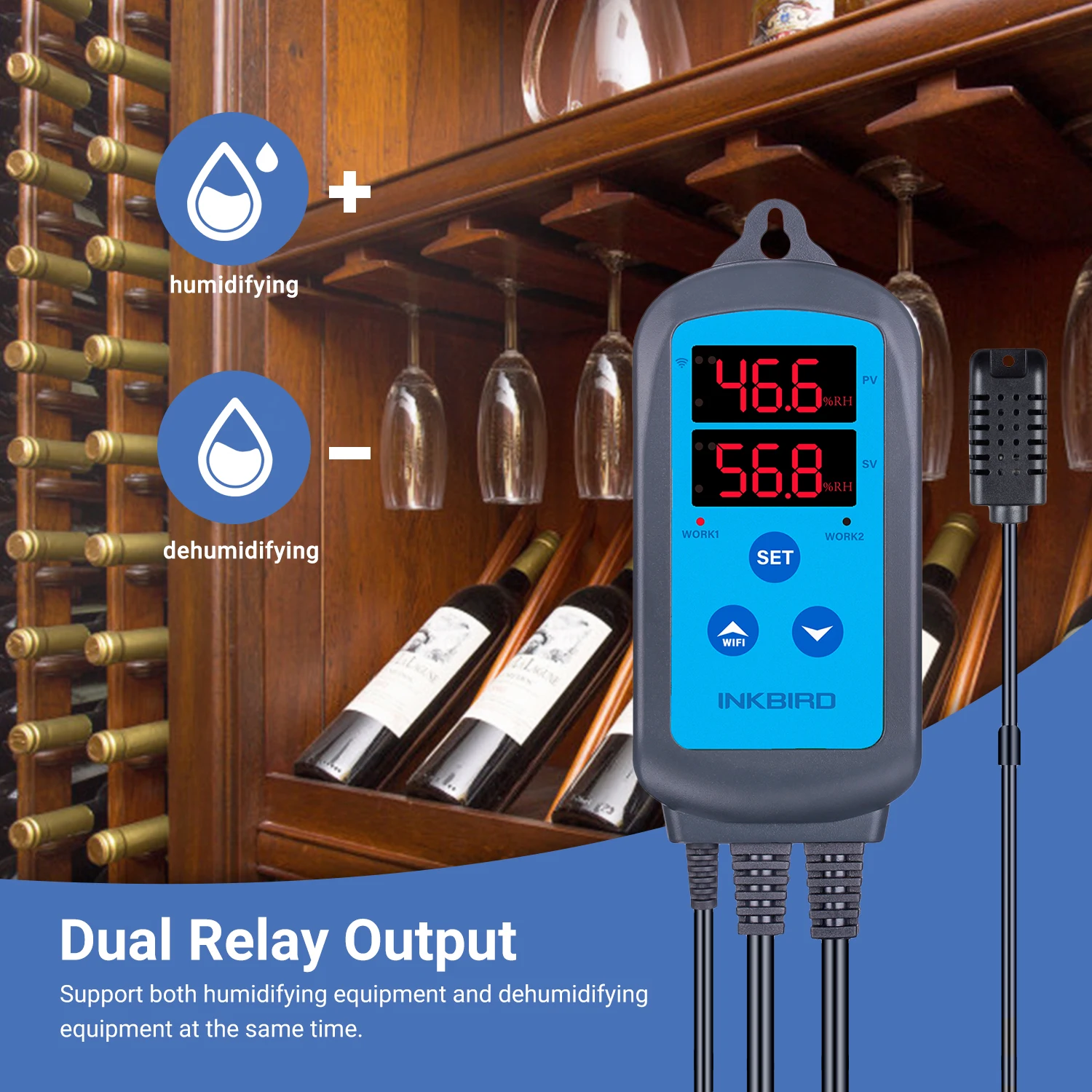INKBIRD 2 4 ГГц Wi-Fi цифровой контроллер влажности с двойной розеткой предварительно