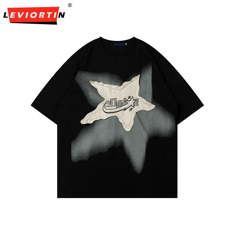 

Мужская футболка Y2K, уличная футболка в стиле хип-хоп, с вышивкой в виде звезды, с принтом в стиле панк, готика, Harajuku, модная летняя футболка, топ, одежда для пары