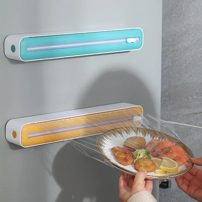 

Multi-functional Plastic Cling Film Cutter Home Free Tear Refrigerator Hanging Bik Kitchen Cling Film Plastic Wrap Dispenser