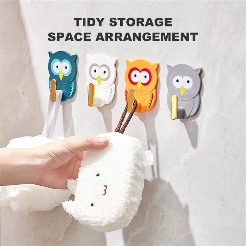 

Free Punching Hook Cute Owl Strong No Trace Wall Storage Sticky Hook Door Back Key Hanger Handle Hooks Home Storage