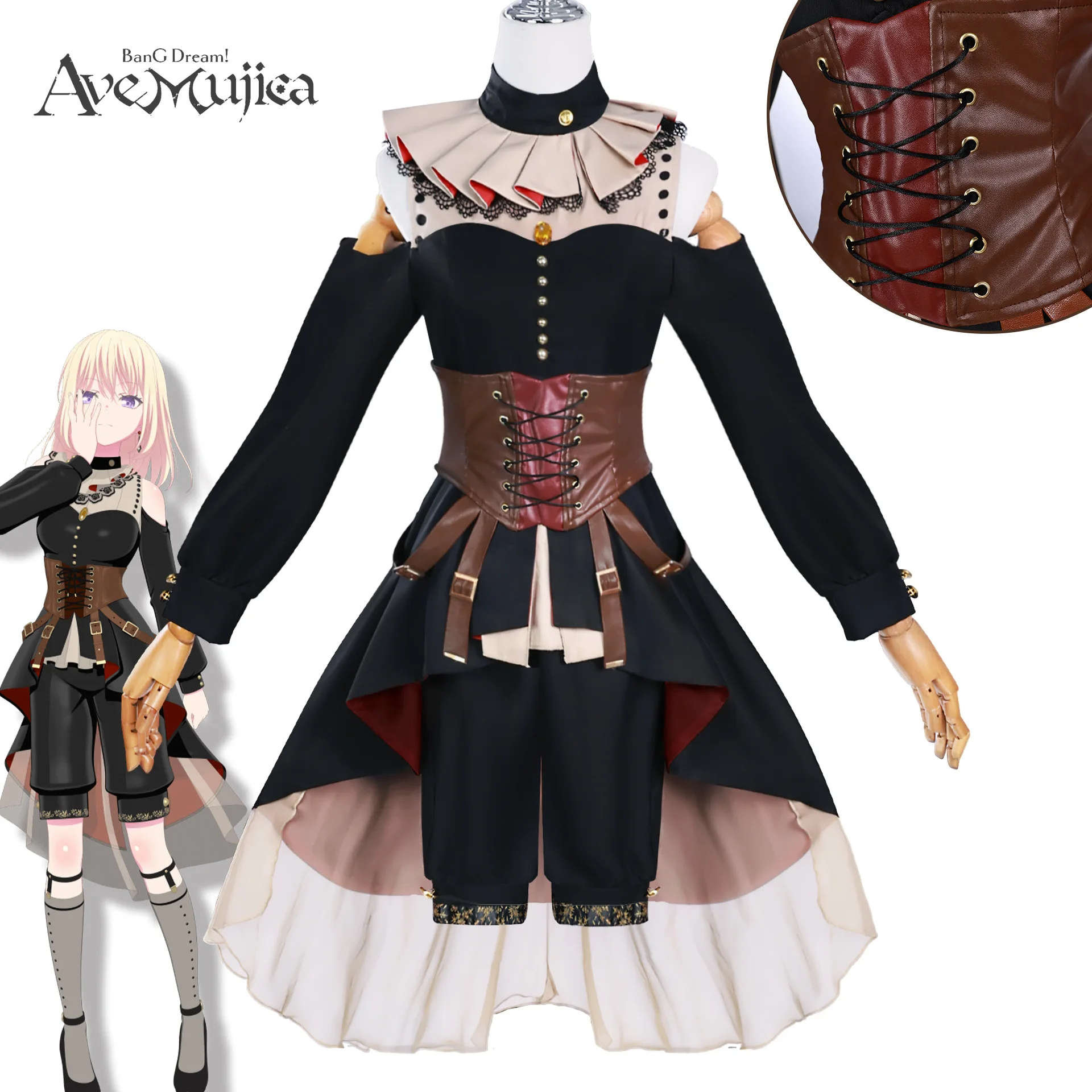 Аниме BanG Dream! Ave Mujica Косплей Костюм Парик Togawa Sakiko Wakaba Mutsumi Umiri Yahata Полный комплект