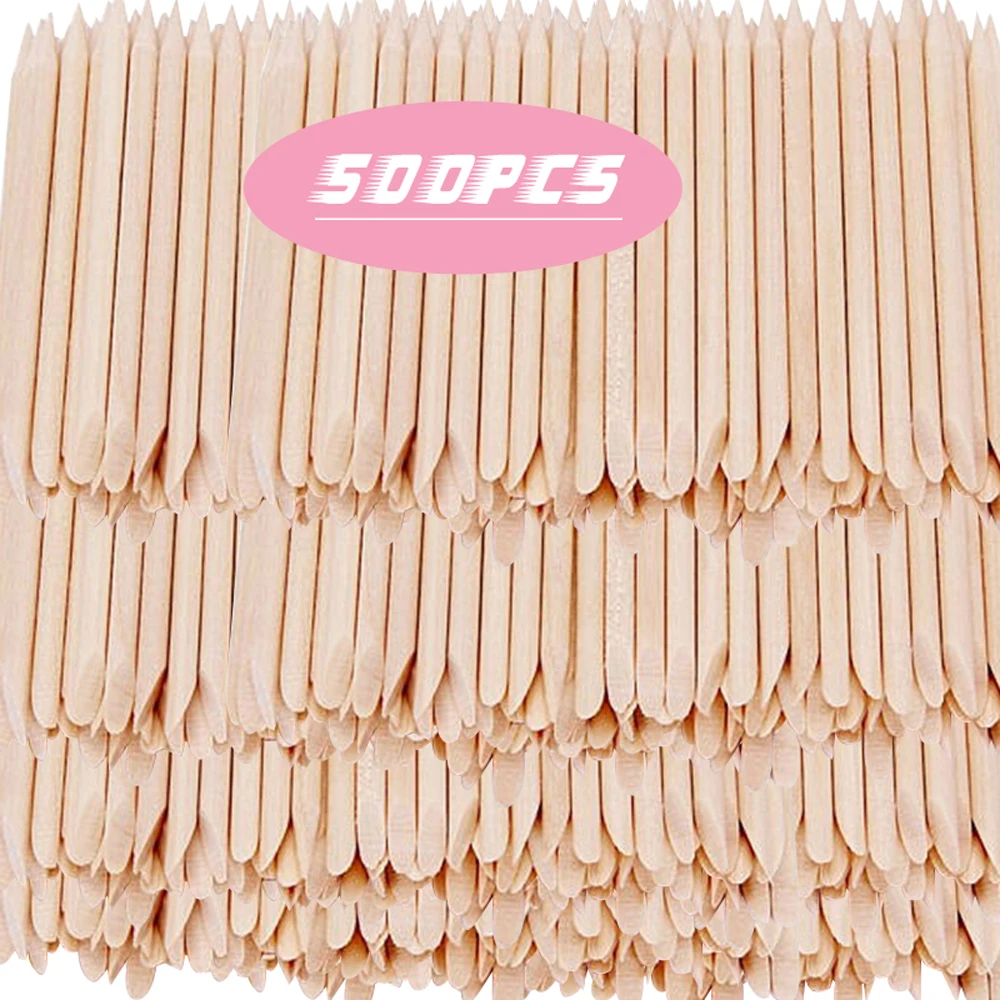 

500Pcs Orange Wood Sticks for Nails BULK Double Sided Cuticle Pusher Remover Nail Art Manicure Pedicure Tool for Manicure Pedicu