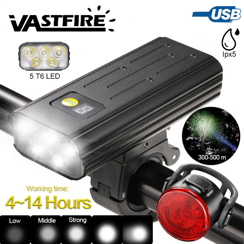 

Фонарик для велосипеда, водонепроницаемый, супер яркий, 8000 мАч, 5 режимов