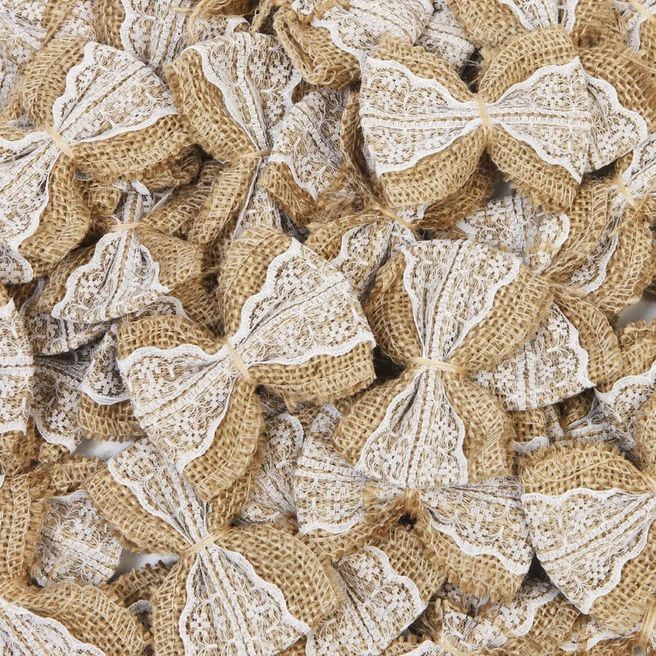 

Nœuds décoratifs en Toile de Jute et Dentelle - Blanc - Aspect Rustique - pour fête de Mariage, décoration de Sapin de Noël Kaki