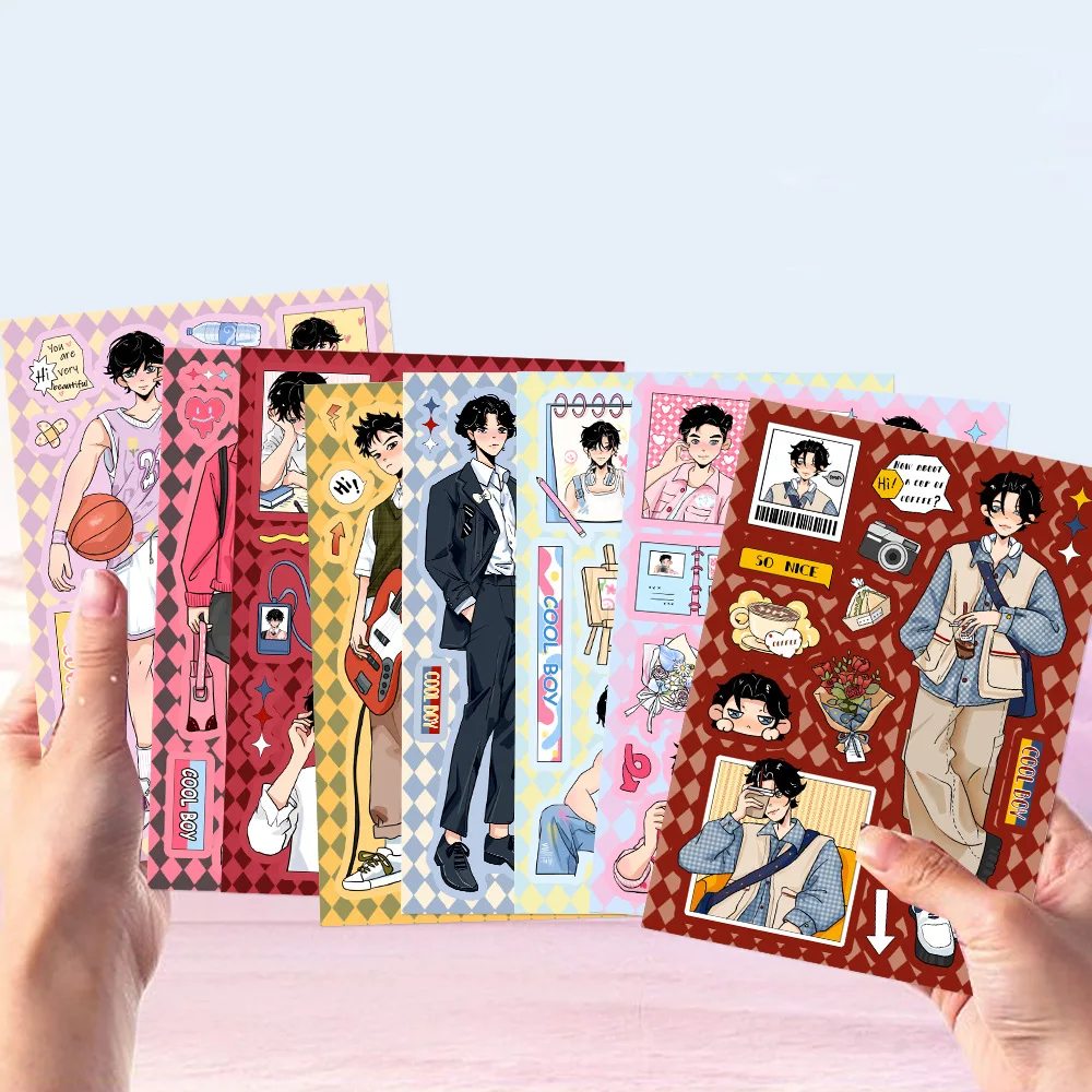 

8pcs American Teenager To Wear A Mobile Phone Back Card Decorative Stickers DIY Cup Decorative Stickers