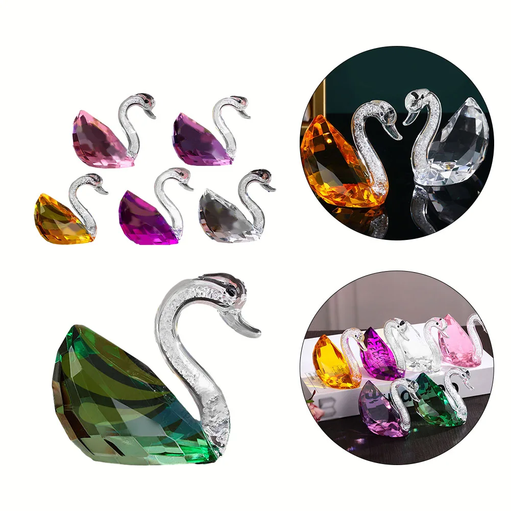 

Creative Swan Crystal Glass Figure Paperweight Ornament Decor Collection Living Room Desktop Ornaments Home Decoration