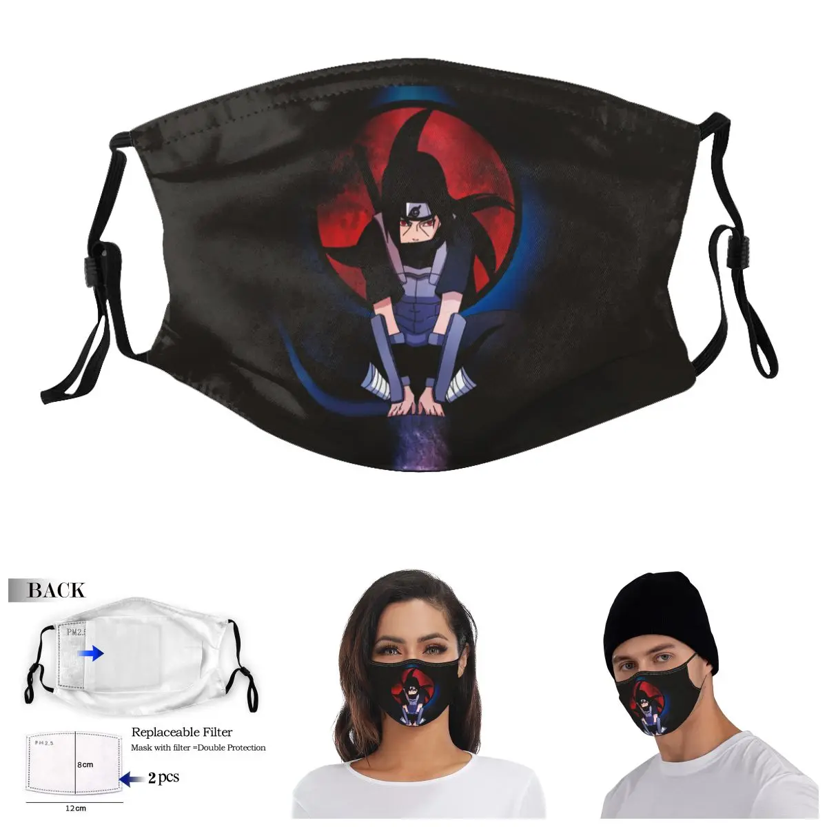

Japan Anime Akatsuki Shuriken Adult Dust Mask Humor Graphic Domino Activated Carbon Filter Mask