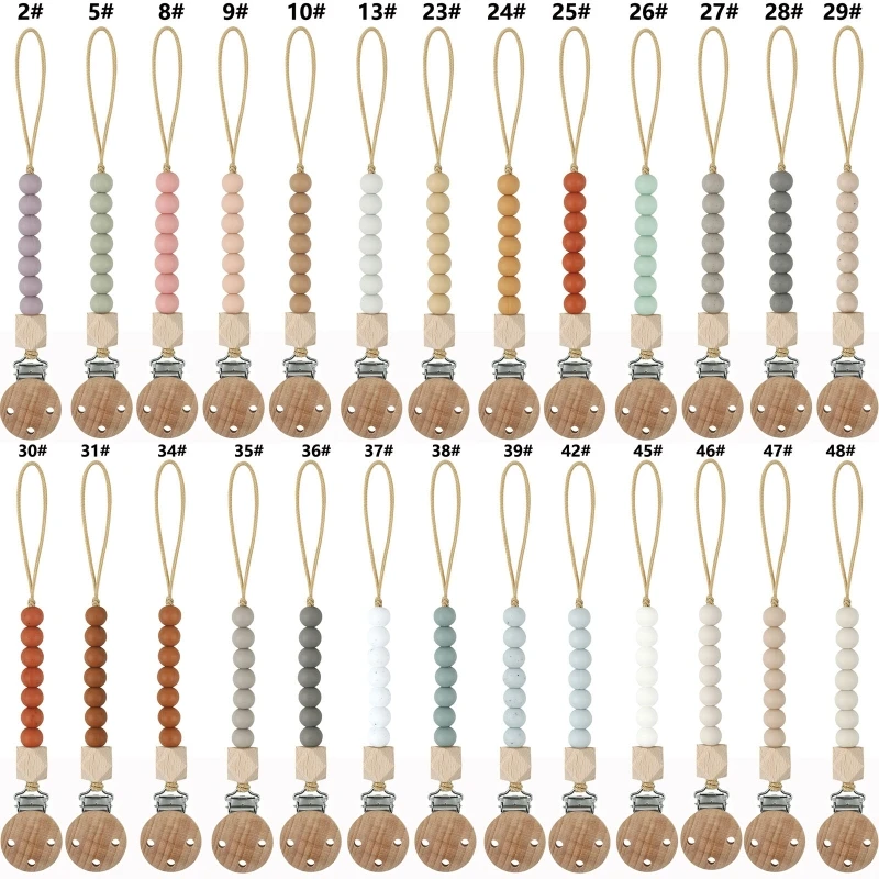 

Wood Pacifier Clips Teething Chain Baby Teether Eco-friendly Dummy Clips Holder