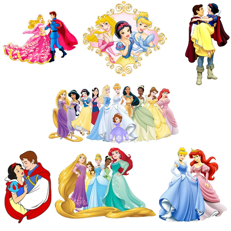 

Disney Princess Anime Cartoon Patches for Clothing Heat Transfer Clothes Girls Stickers DIY Shirt Garment Accessory Patch Decor