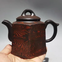 6 chinese yixing zisha pottery six square admiralty texture teapot kettle mud teapot pot tea maker office ornaments