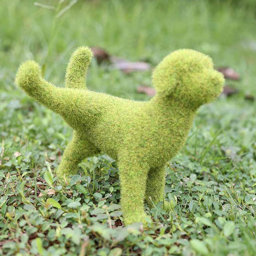 

Outdoor Courtyard Cute Dog Statues Grass Green Simulation Flocking Puppy Ornaments Moss Grass Puppy Figurines Garden Decor New