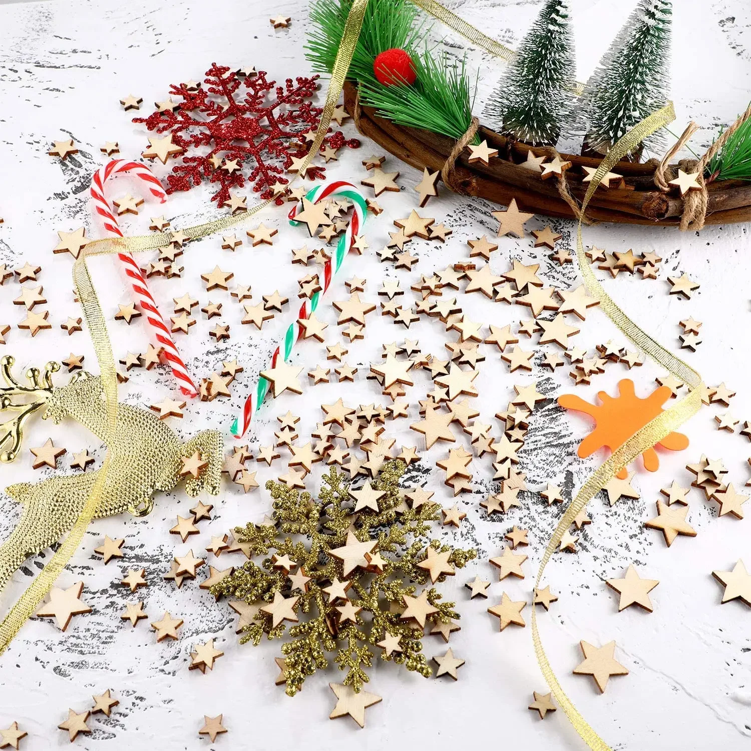 100 шт. деревянные украшения в виде сердца/звезд скрапбукинг Свадебный
