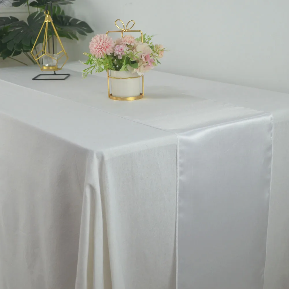 

30x180cm Soft Satin Table Runner For Christmas Wedding Hall Decoration Birthday Banquet Restaurant Table Runners