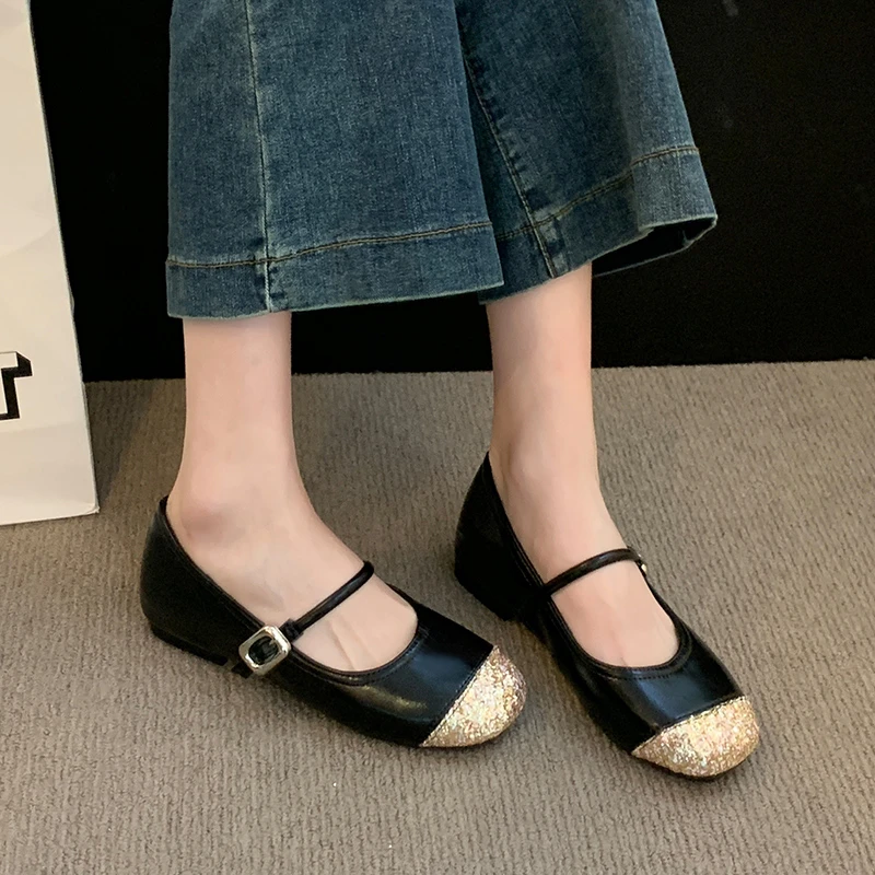 Женские туфли Мэри Джейн 2024 новые однотонные универсальные женские на плоской